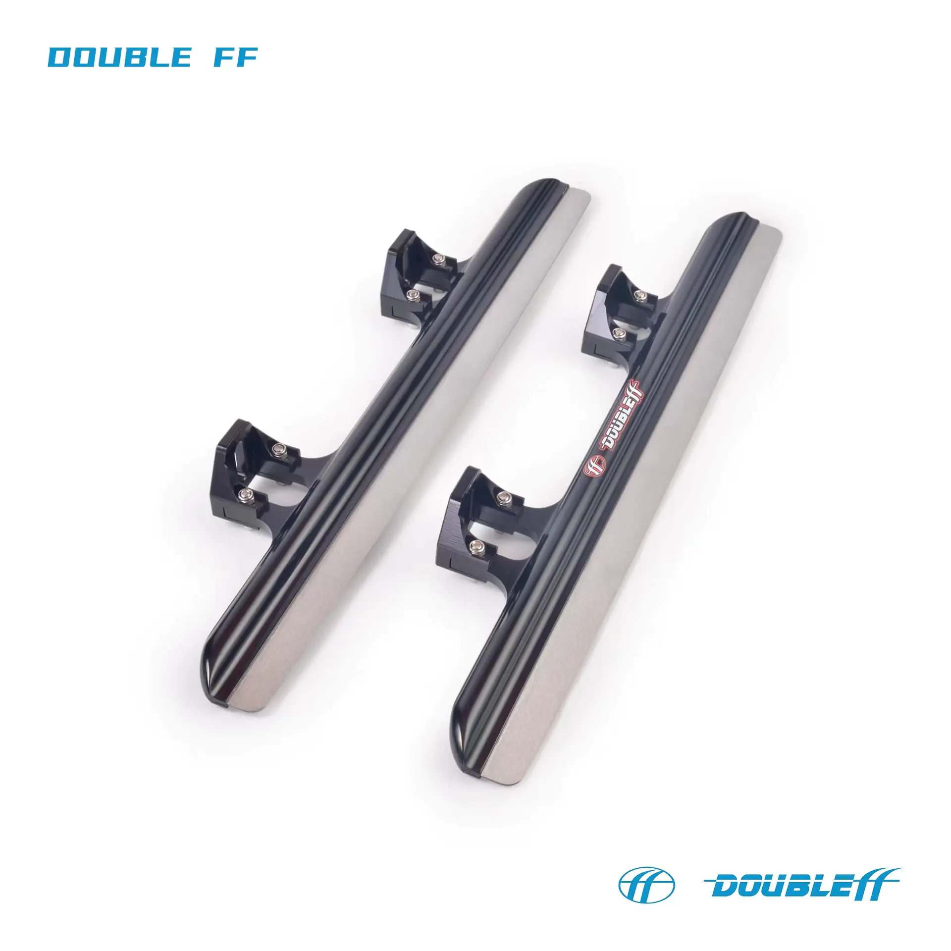 Double FF Professional Short Track Ice Skate Blades 64HRC CNC Aluminum 7005 Universal Ice Skate Blades For Teens Or Adluts-Black