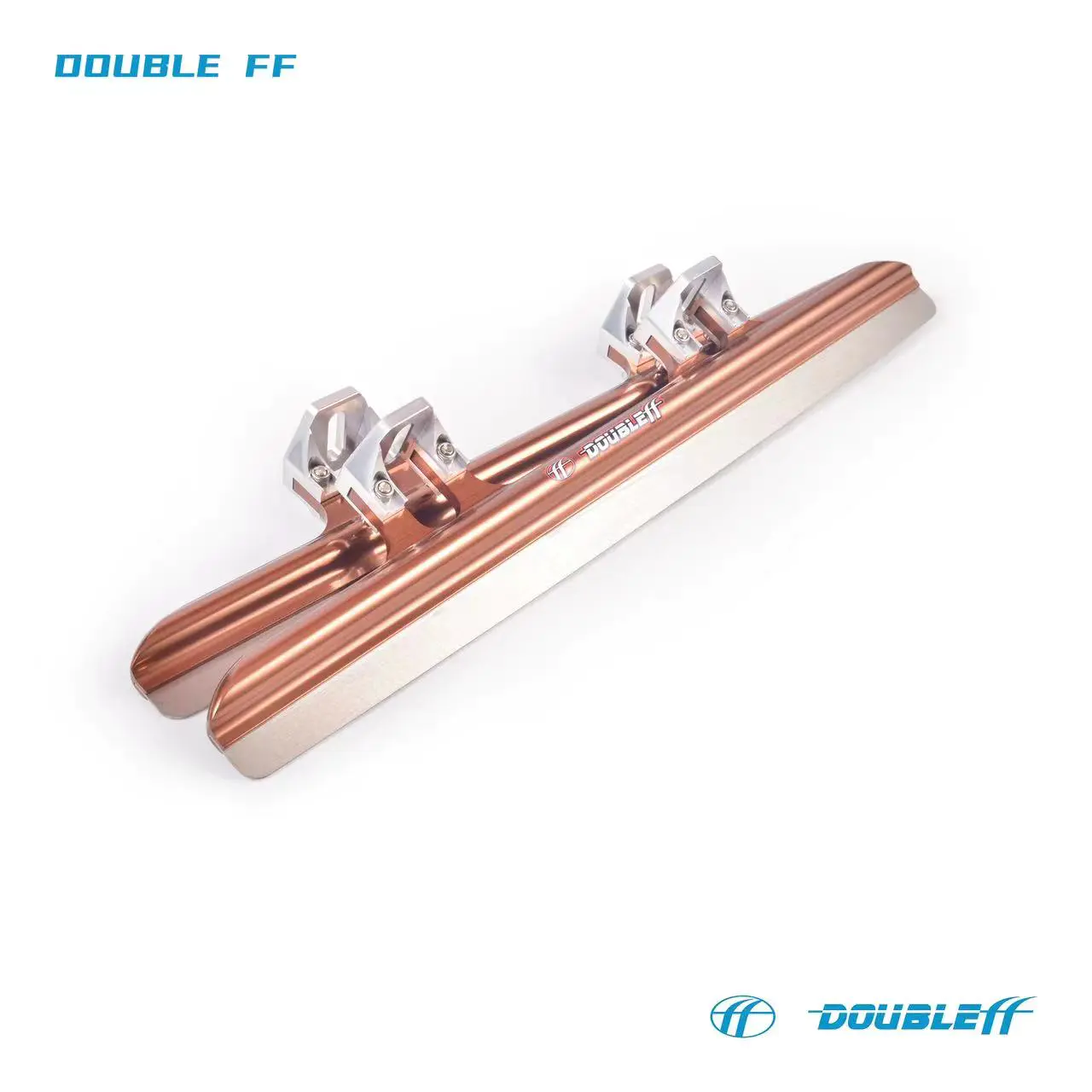 Double FF Professional Short Track Ice Skate Blades 64HRC CNC Aluminum 7005 Ice Skate Blades Professional Double Alloy Blade-Brown